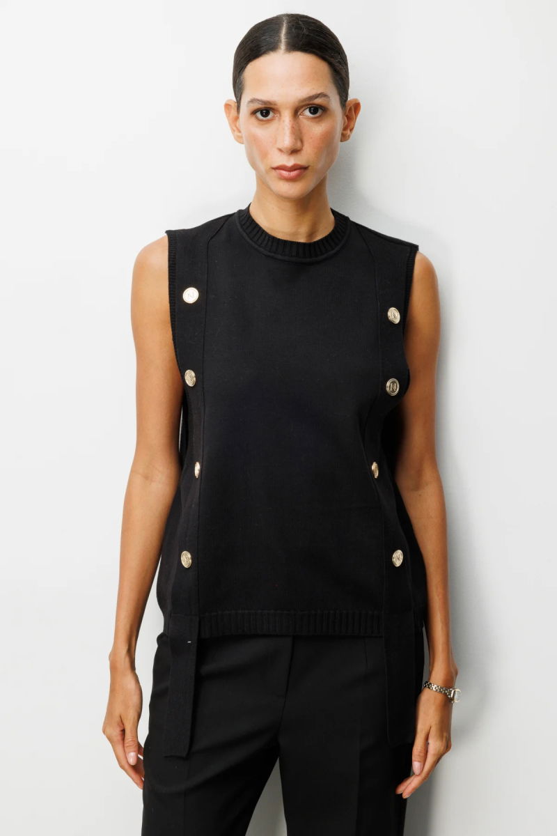 On Kadın Süs Düğmeli Sıfır Yaka Süveter 69310 Siyah - On