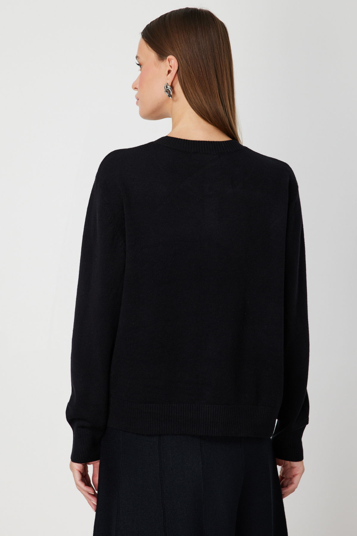 On Kadın Taş Detaylı Sıfır Yaka Triko Hırka 60344 Siyah - 4