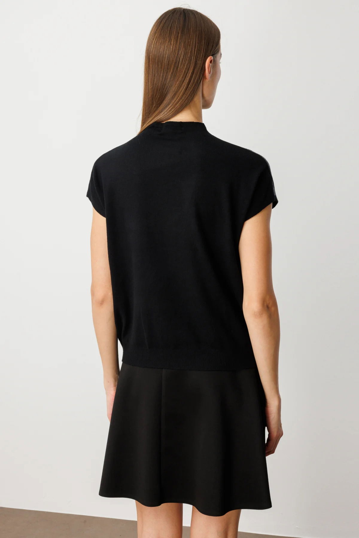 On Kadın Taş İşlemeli Kısa Kol Triko Bluz 60422 Siyah - 4