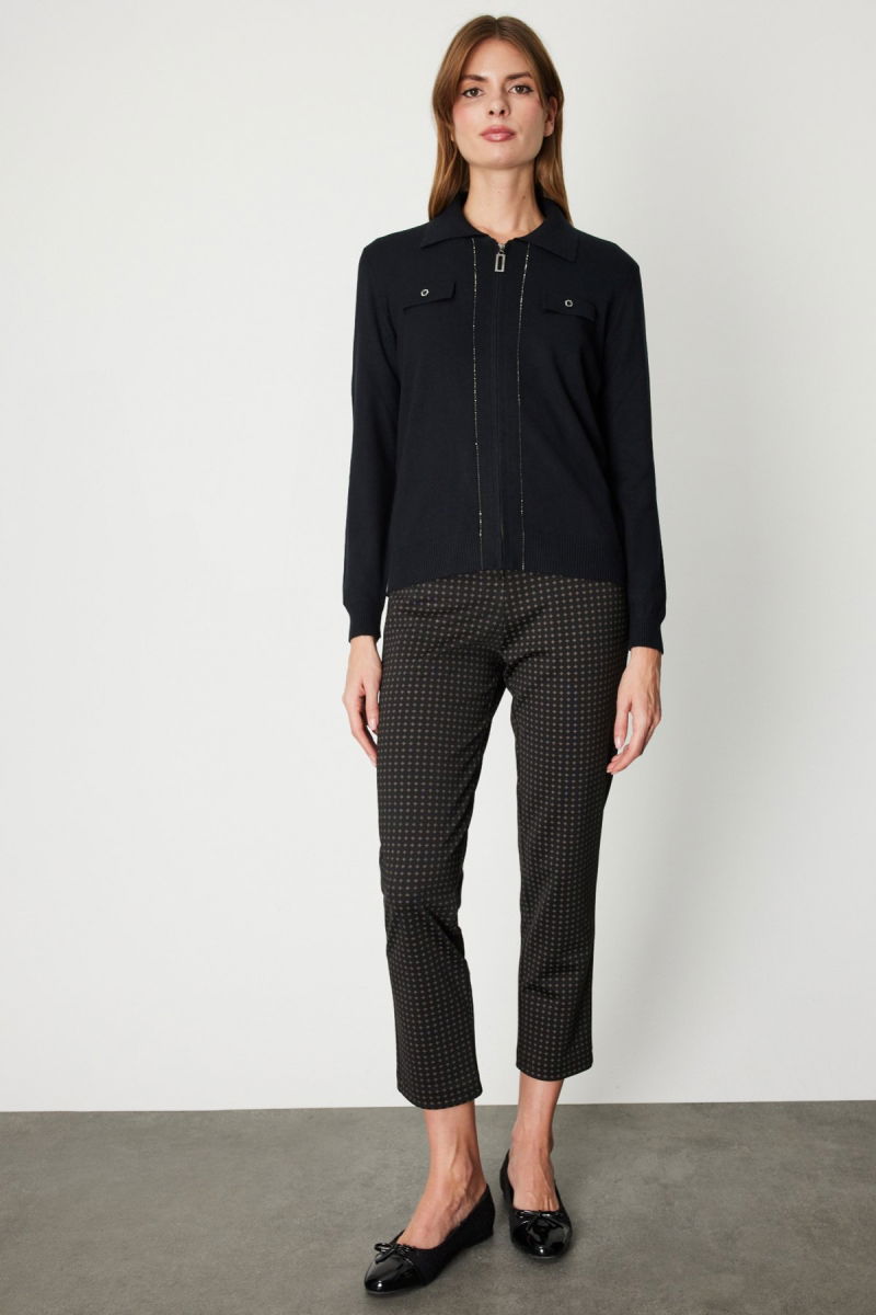 On Kadın Taş Şeritli Triko Hırka 65922 Siyah - 3