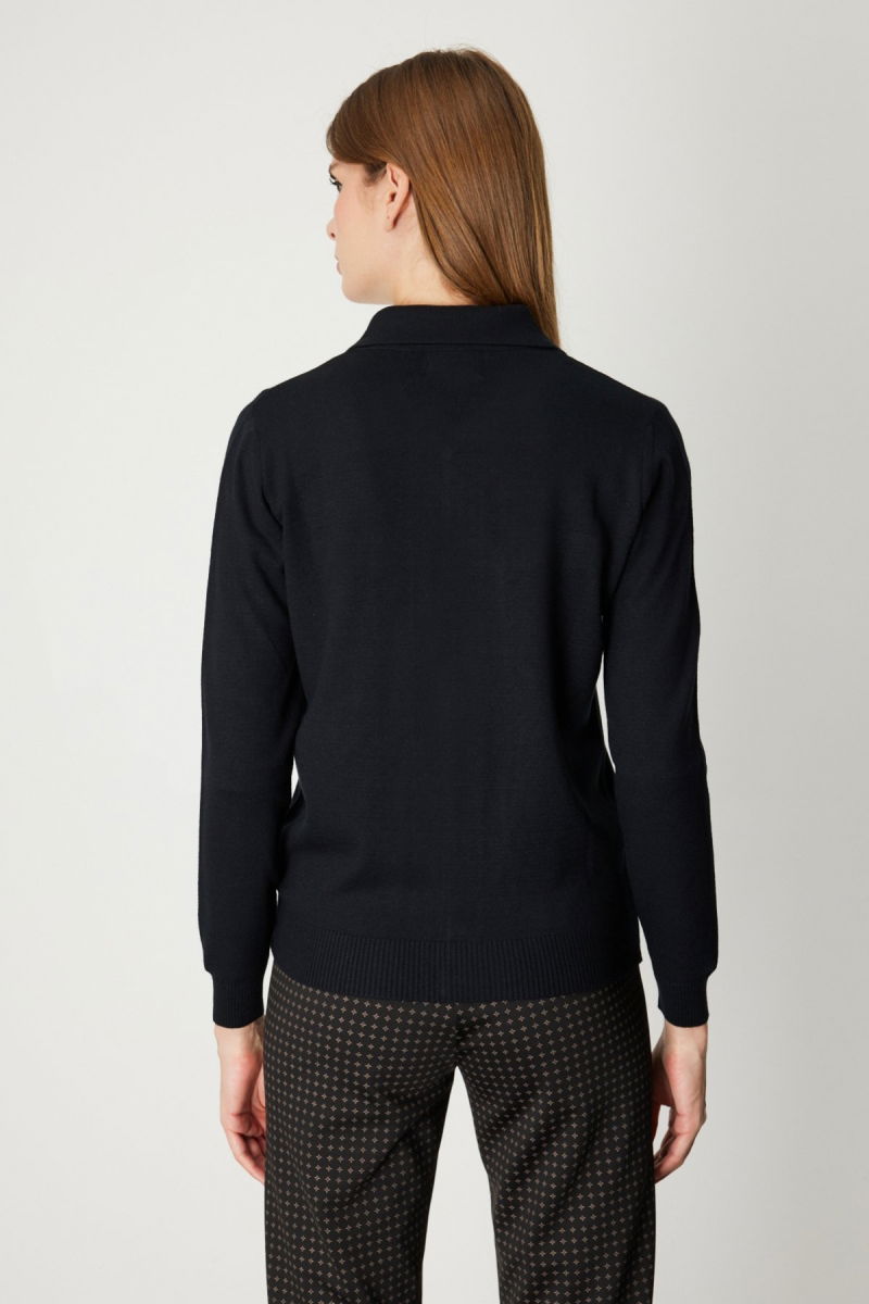 On Kadın Taş Şeritli Triko Hırka 65922 Siyah - 4