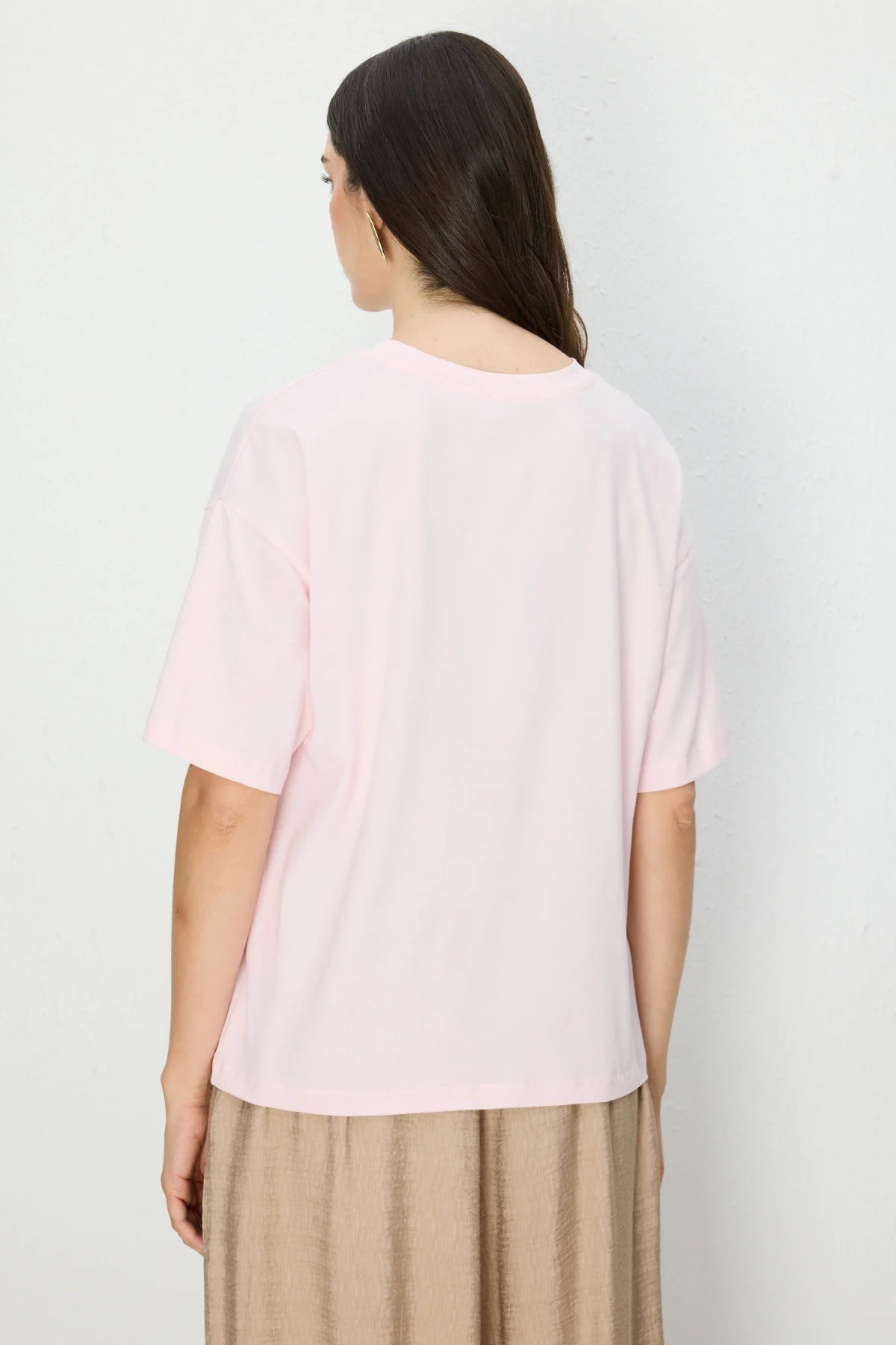 On Kadın Taşlı Ayıcık Baskılı T-Shirt 70341 Pembe - 4