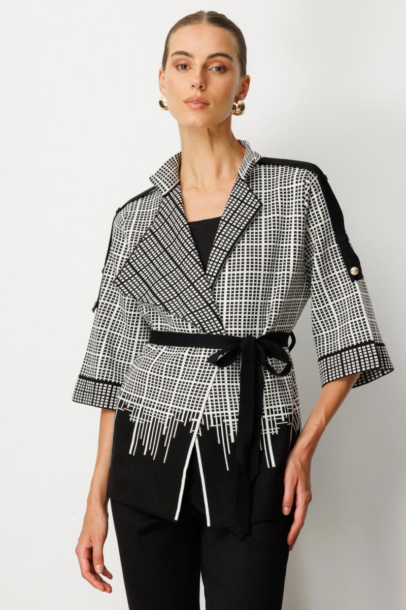 On Kadın Truvakar Kol Beli Kuşaklı Triko Hırka 65903 Siyah - On