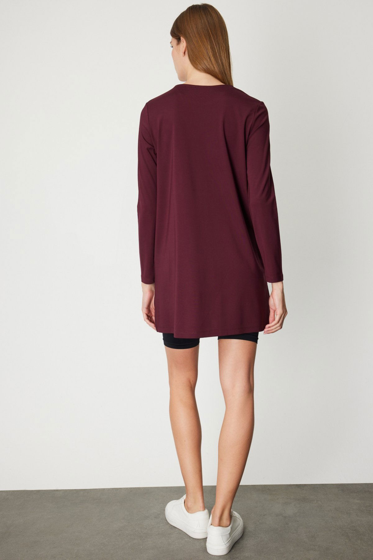 On Kadın Uzun Kollu Basic Tunik 61421 Bordo - 4