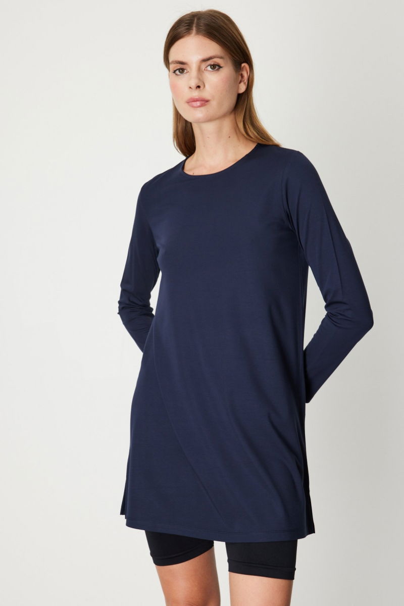 On Kadın Uzun Kollu Basic Tunik 61421 Lacivert - 2