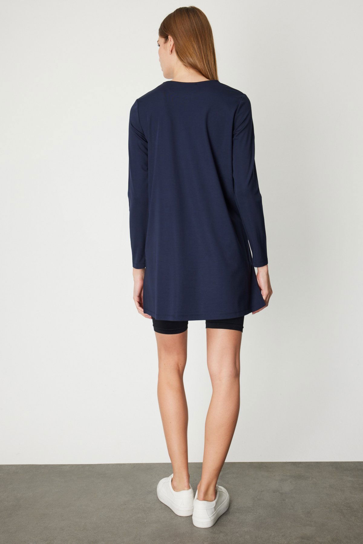 On Kadın Uzun Kollu Basic Tunik 61421 Lacivert - 4