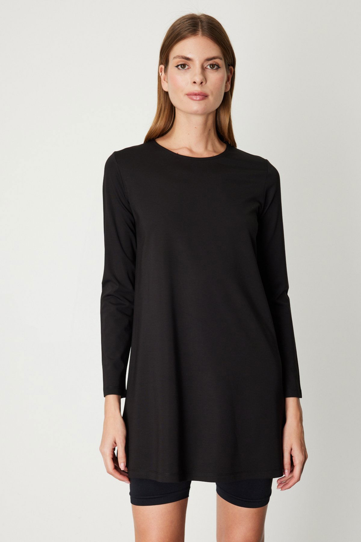 On Kadın Uzun Kollu Basic Tunik 61421 Siyah - 1