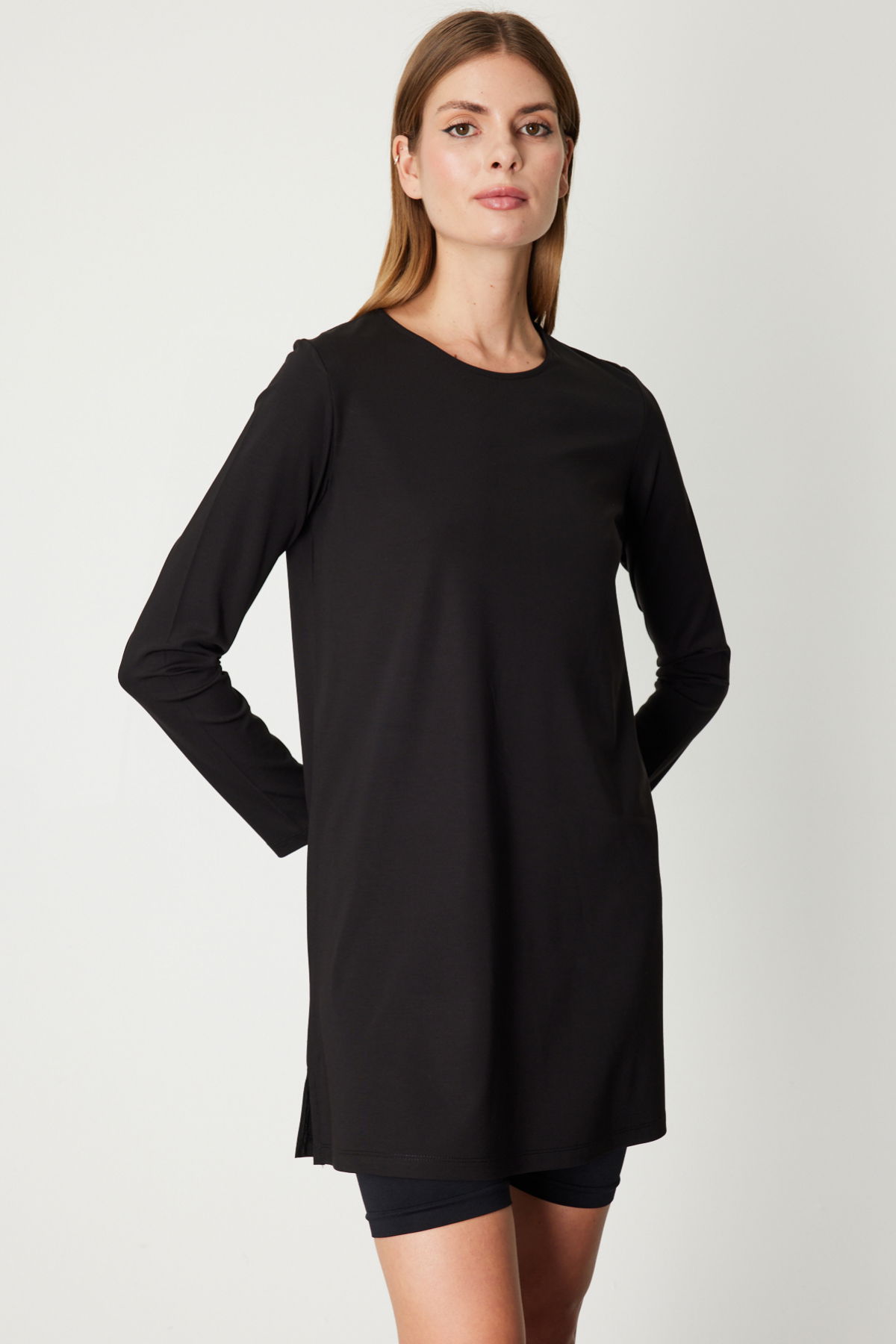 On Kadın Uzun Kollu Basic Tunik 61421 Siyah - 2