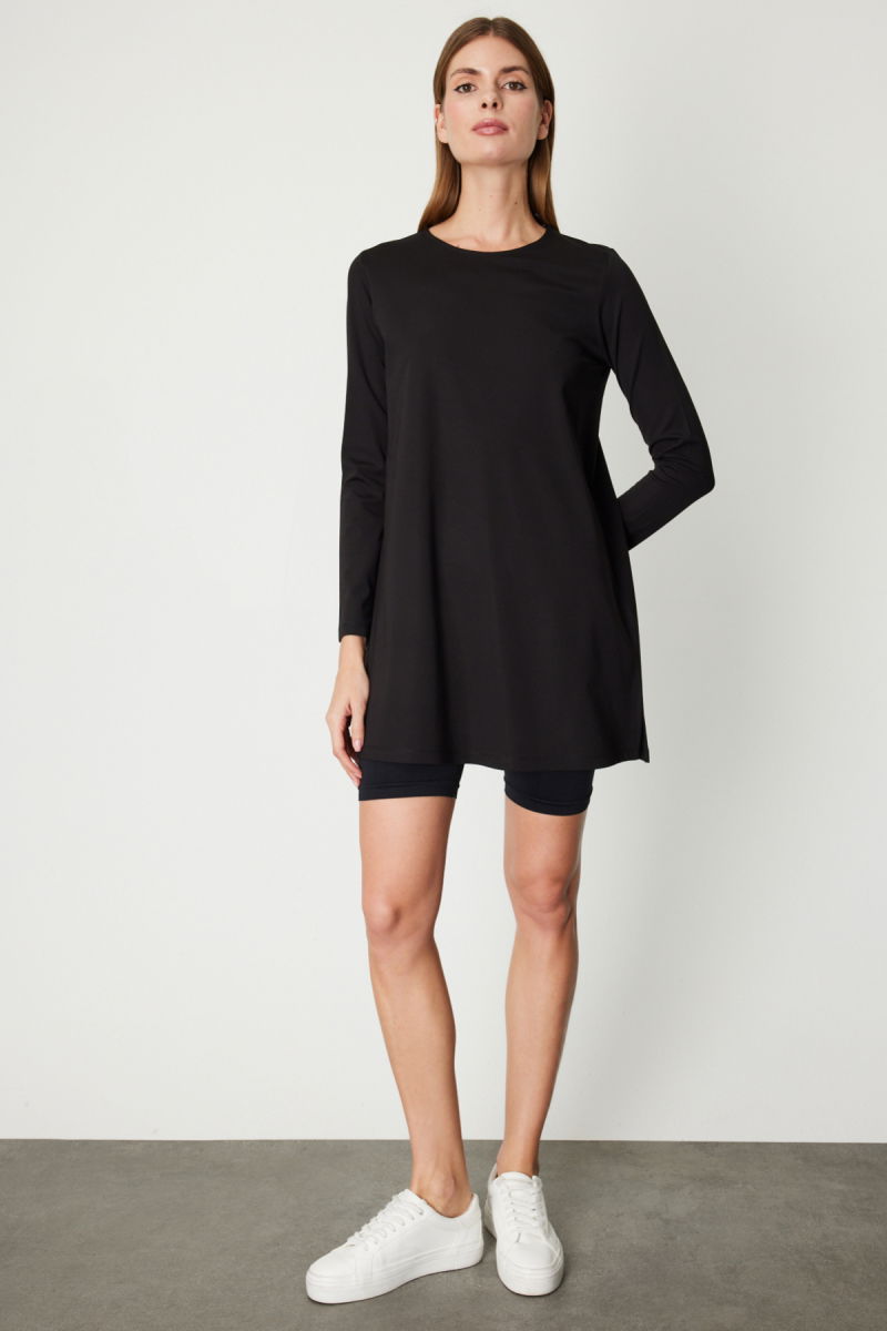 On Kadın Uzun Kollu Basic Tunik 61421 Siyah - 3