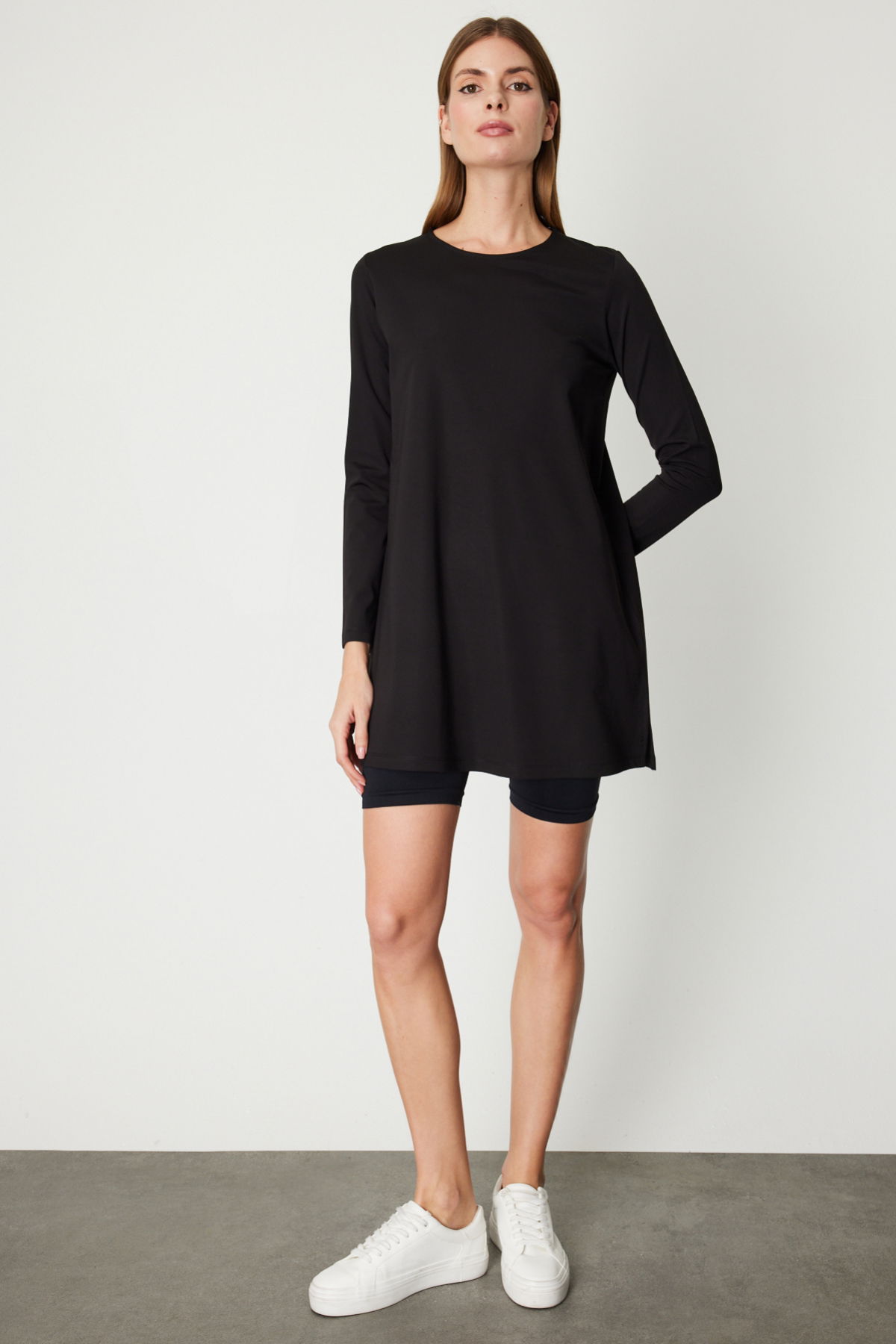 On Kadın Uzun Kollu Basic Tunik 61421 Siyah - 3