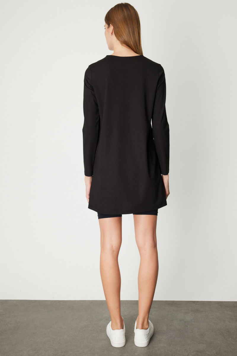 On Kadın Uzun Kollu Basic Tunik 61421 Siyah - 4