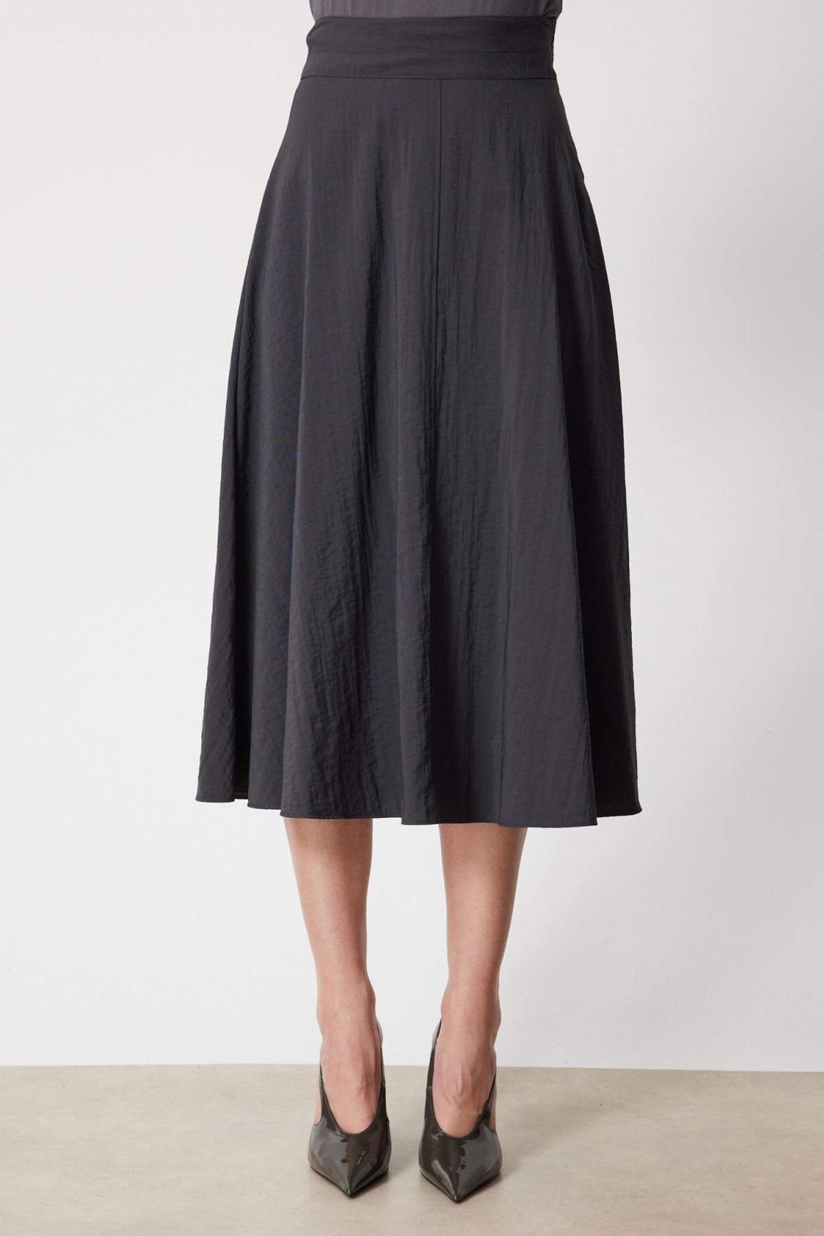 On Kadın Volanlı Maxi Etek 74206 Antrasit - 3