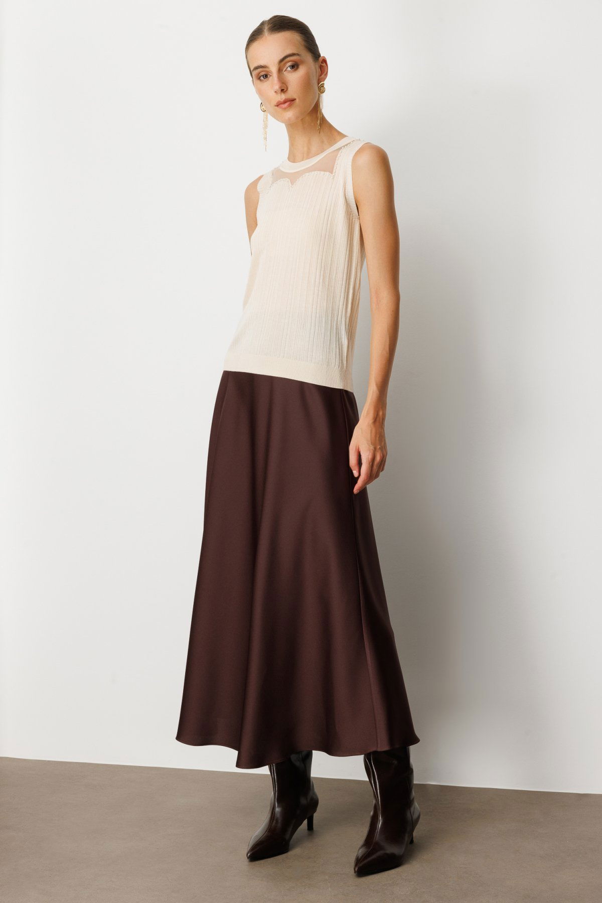 On Kadın Yakası Boncuklu Triko Bluz 60361 Krem - 3