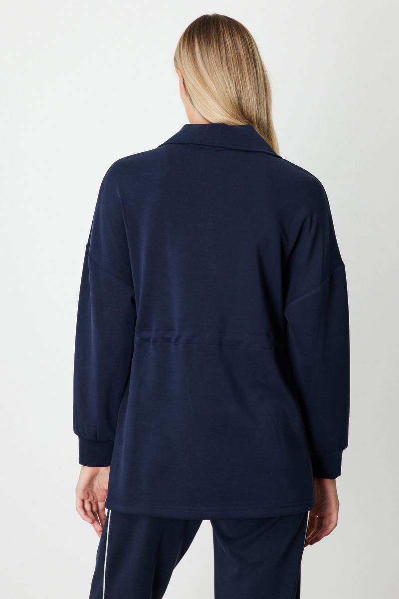 On Kadın Yakası Fermuarlı Sweat 66312 Lacivert - 4