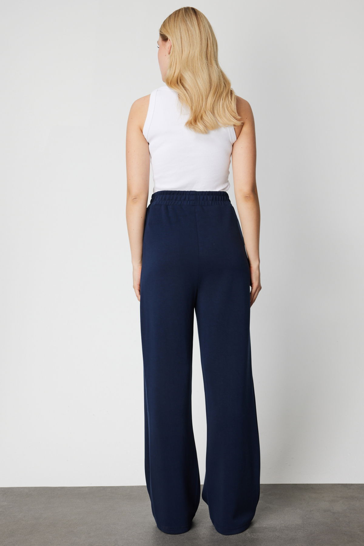 On Kadın Yan Cepli Bol Paça Eşofman Altı 66522 Lacivert - 4