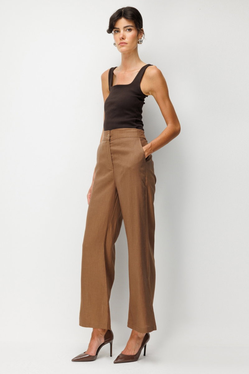 On Kadın Yan Cepli Bol Paça Pantolon 76953 Mocha - 3