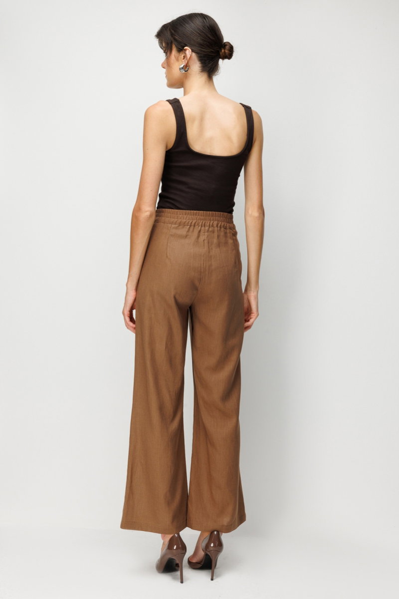 On Kadın Yan Cepli Bol Paça Pantolon 76953 Mocha - 4