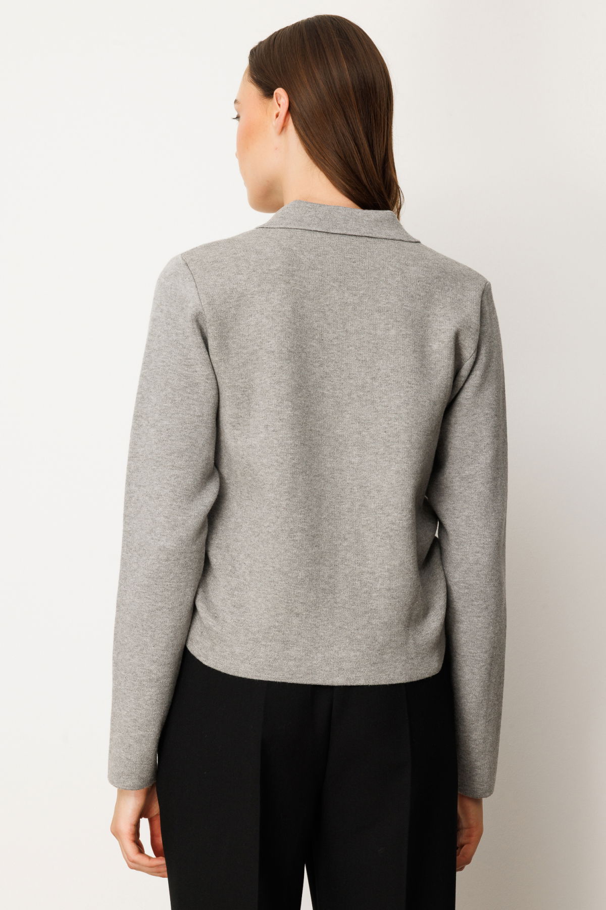 On Kadın Yanları Büzgü Detaylı Fermuarlı Hırka 63923 Gri - 4