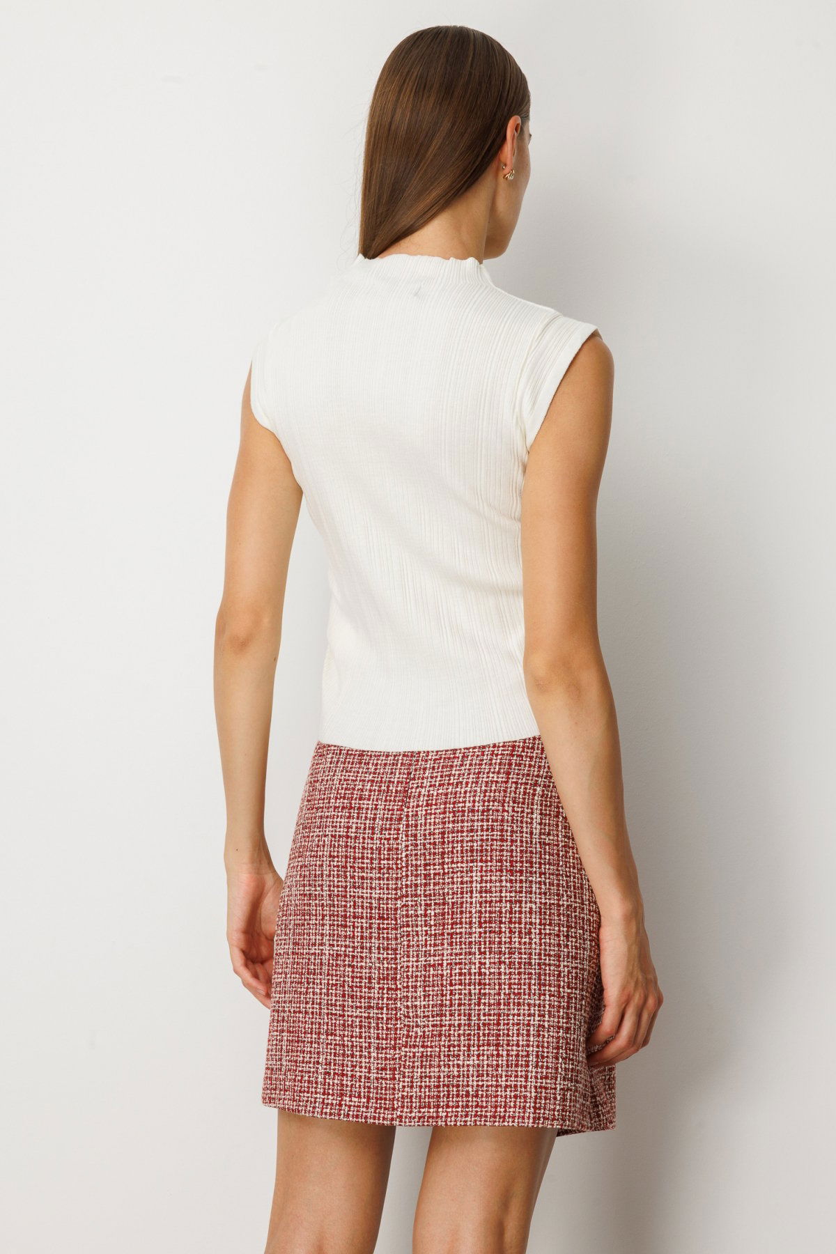 On Kadın Yanları Büzgülü Kolsuz Triko Kazak 65355 Ekru - 4