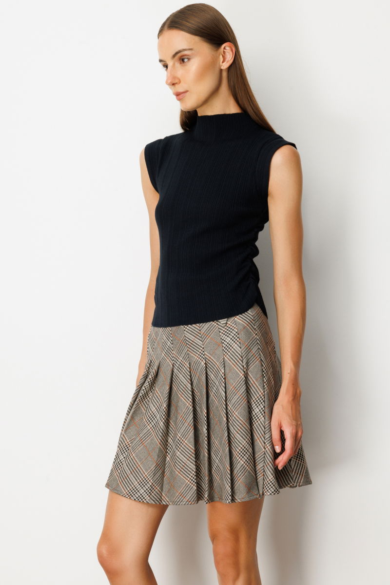 On Kadın Yanları Büzgülü Kolsuz Triko Kazak 65355 Siyah - 2