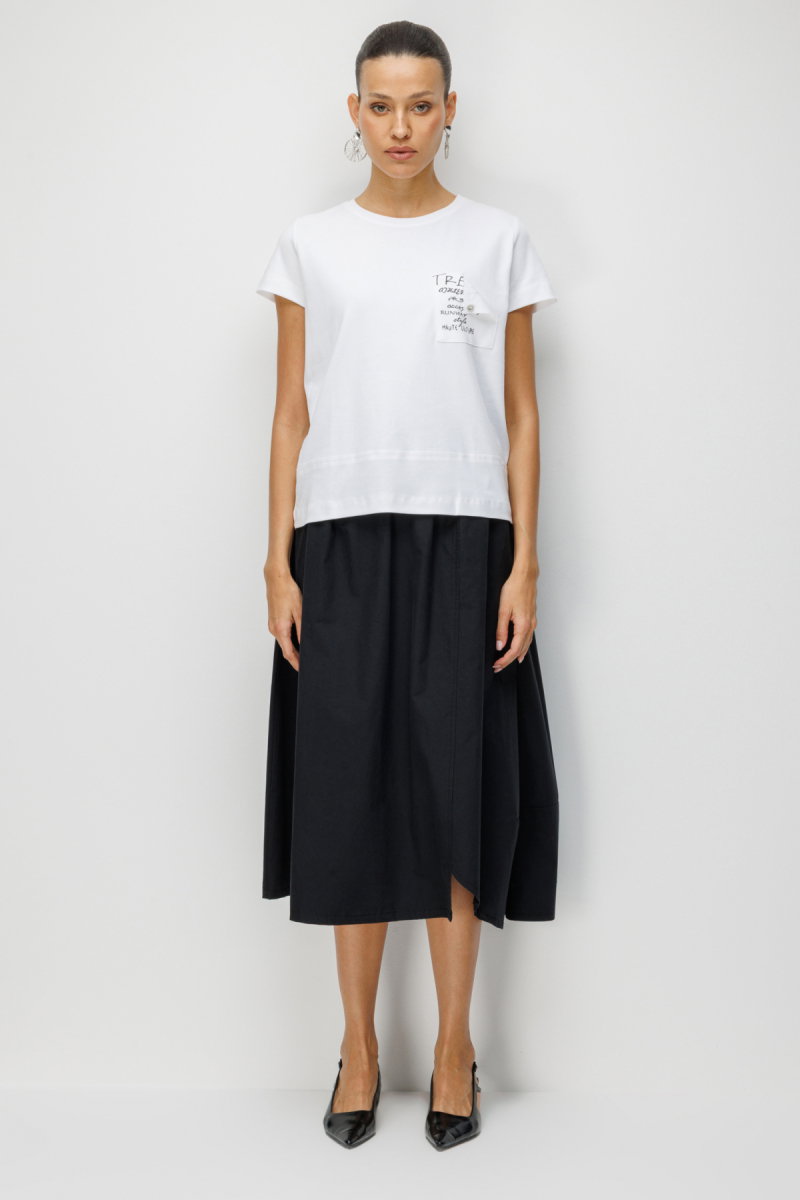 On Kadın Yazı Detaylı Sıfır Yaka Pamuklu T-Shirt 71464 Beyaz - 3