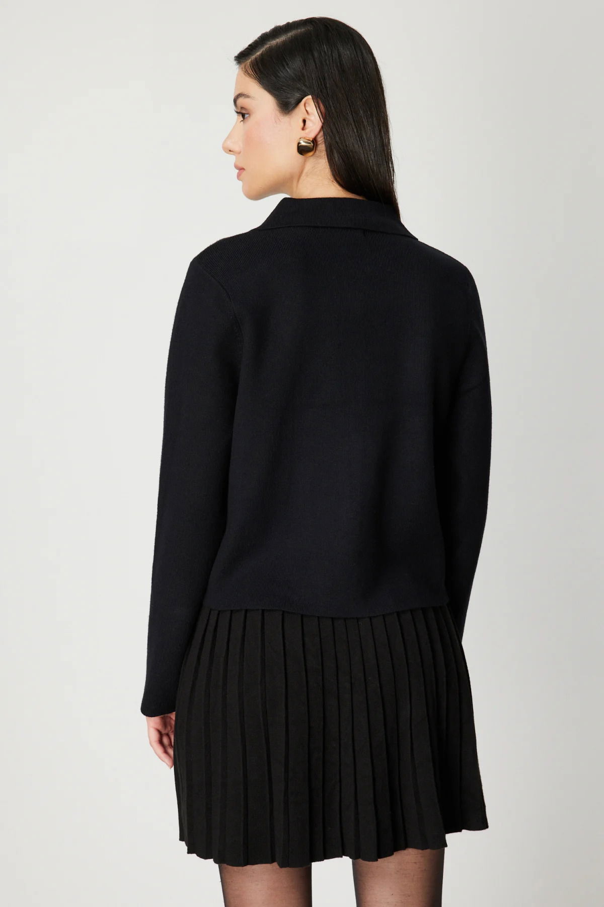 On Kadın Yıldız İşlemeli Torba Cepli Hırka 60926 Siyah - 5