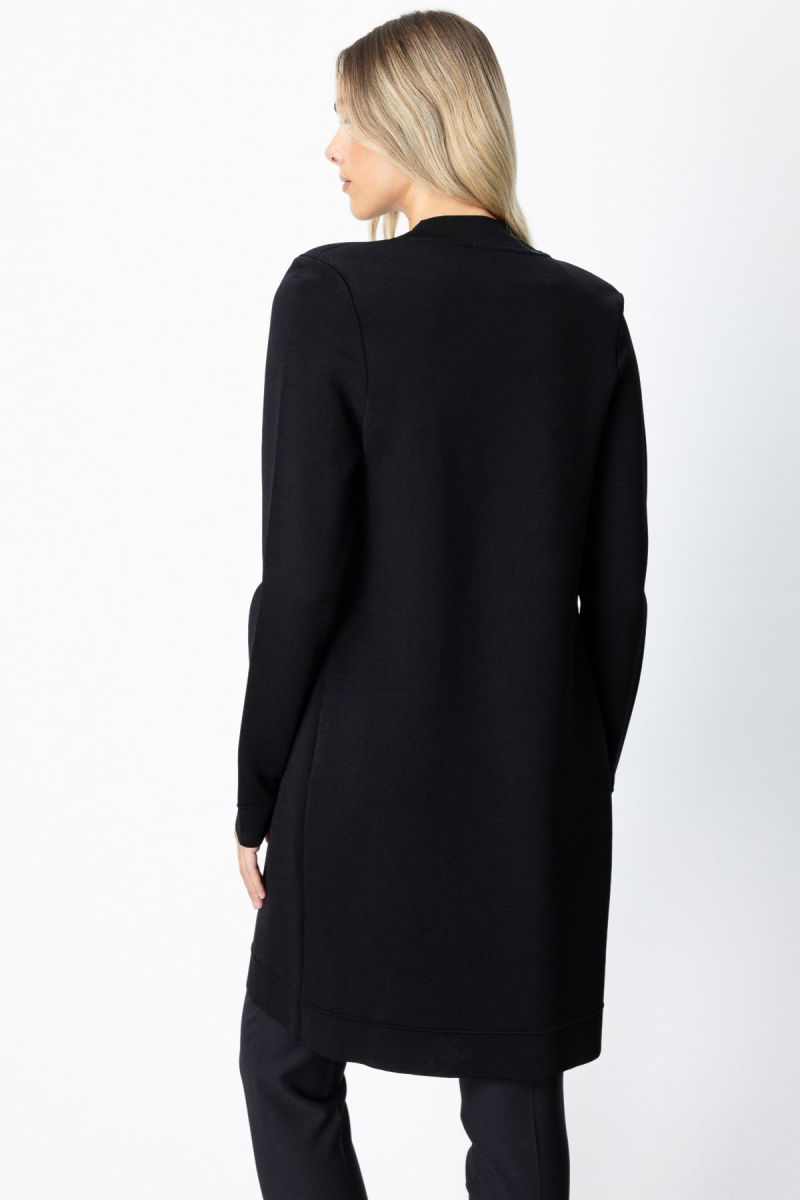 On Kadın Zımbalı Uzun Hırka 69917 Siyah - 4