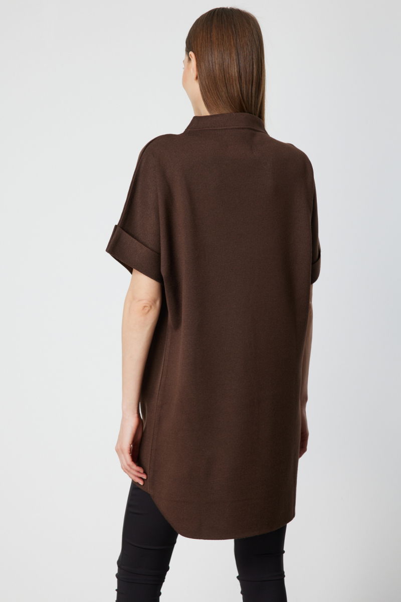On Kadın Zincir Aksesuarlı Kısa Kollu Tunik 65360 Kahverengi - 4