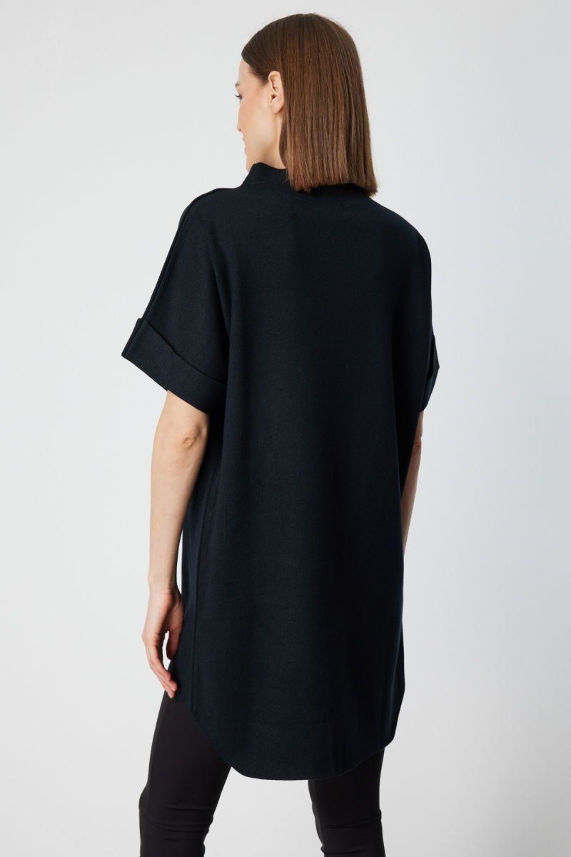 On Kadın Zincir Aksesuarlı Kısa Kollu Tunik 65360 Siyah - 4