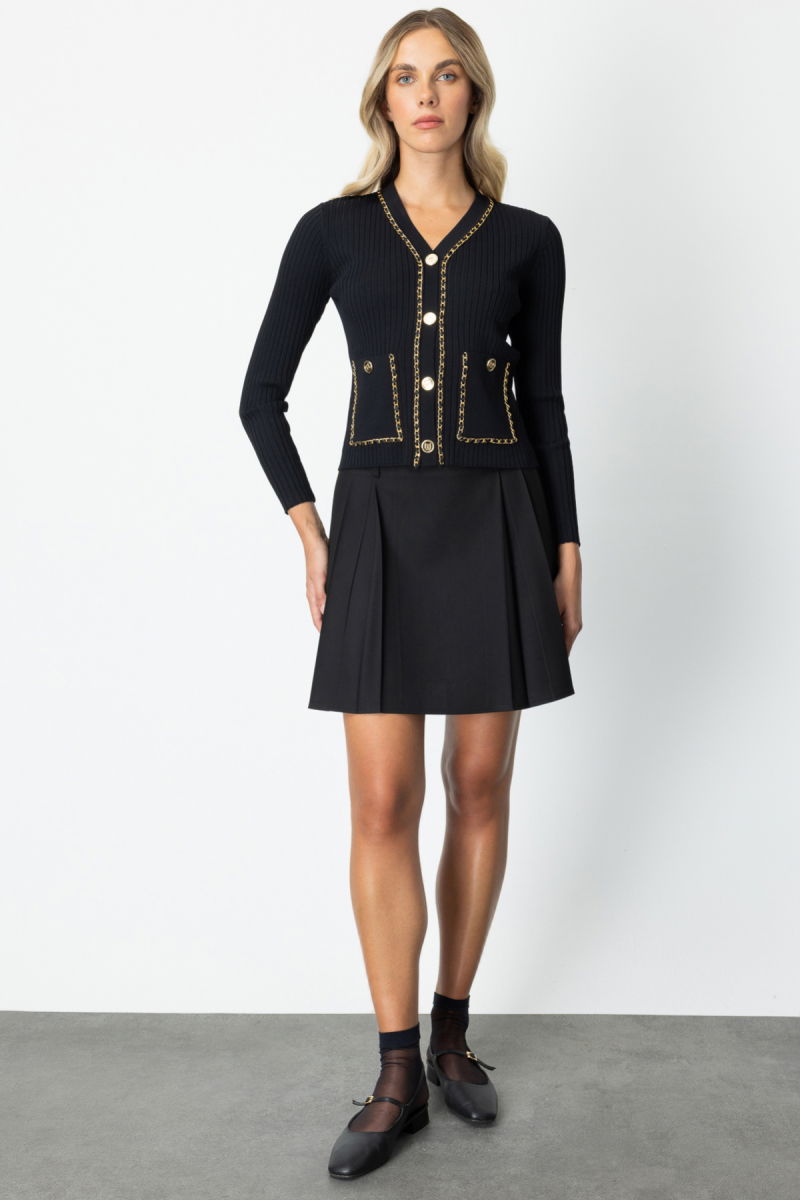 On Kadın Zincirli Fitilli Hırka 60951 Siyah - 3