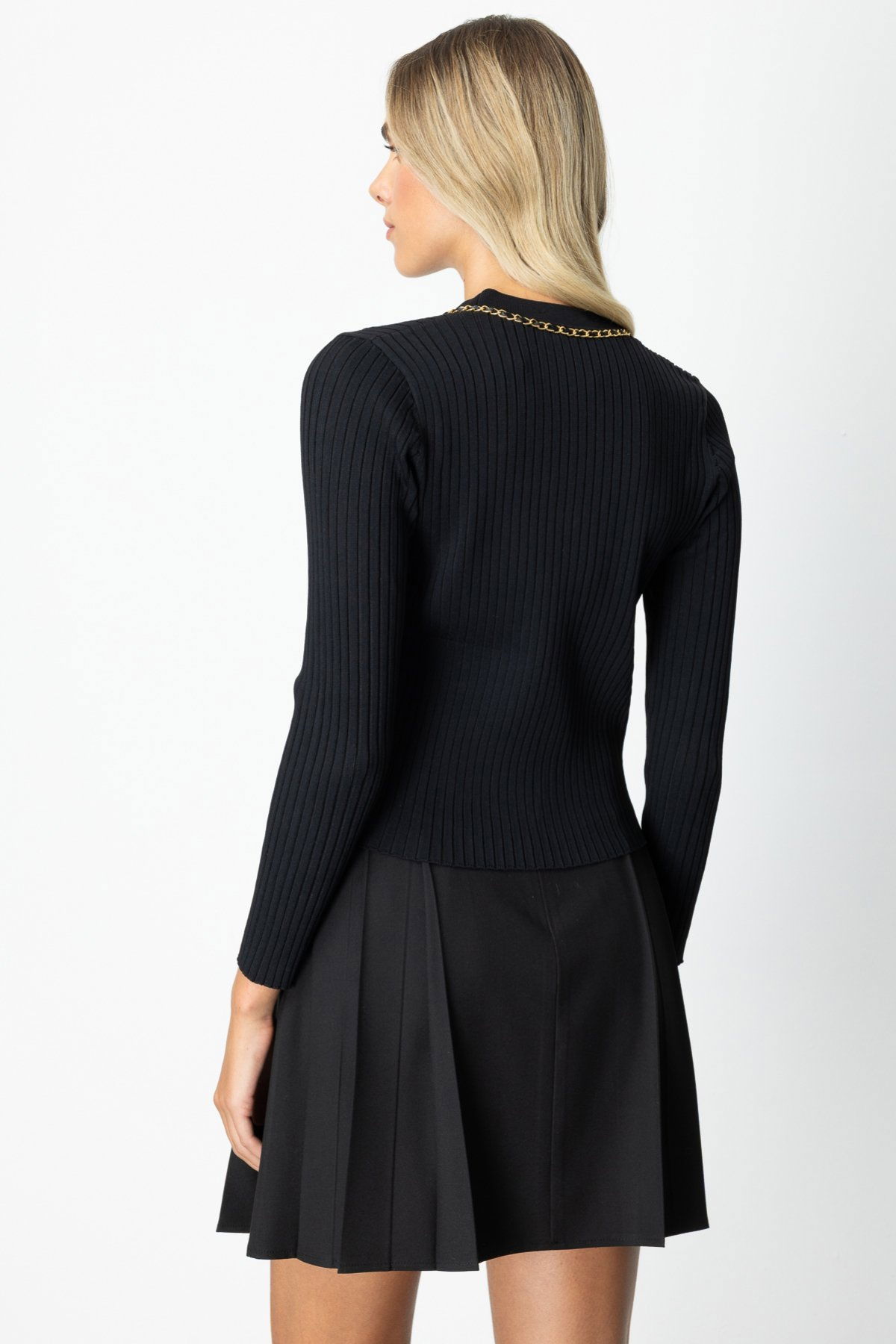 On Kadın Zincirli Fitilli Hırka 60951 Siyah - 4