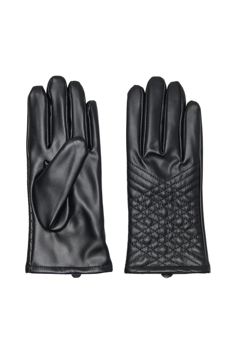 Only Kadın Desenli Deri Eldiven 15350311 Siyah - Only