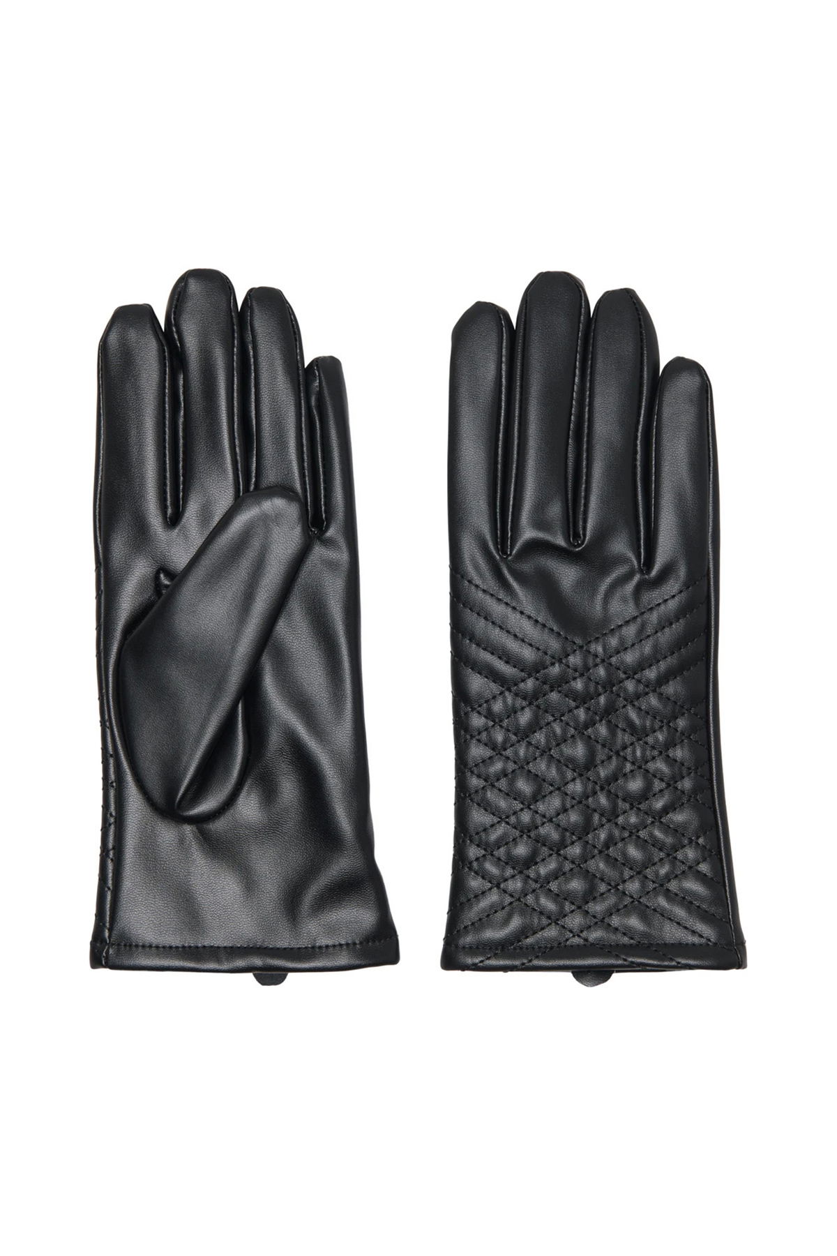 Only Kadın Desenli Deri Eldiven 15350311 Siyah - 1