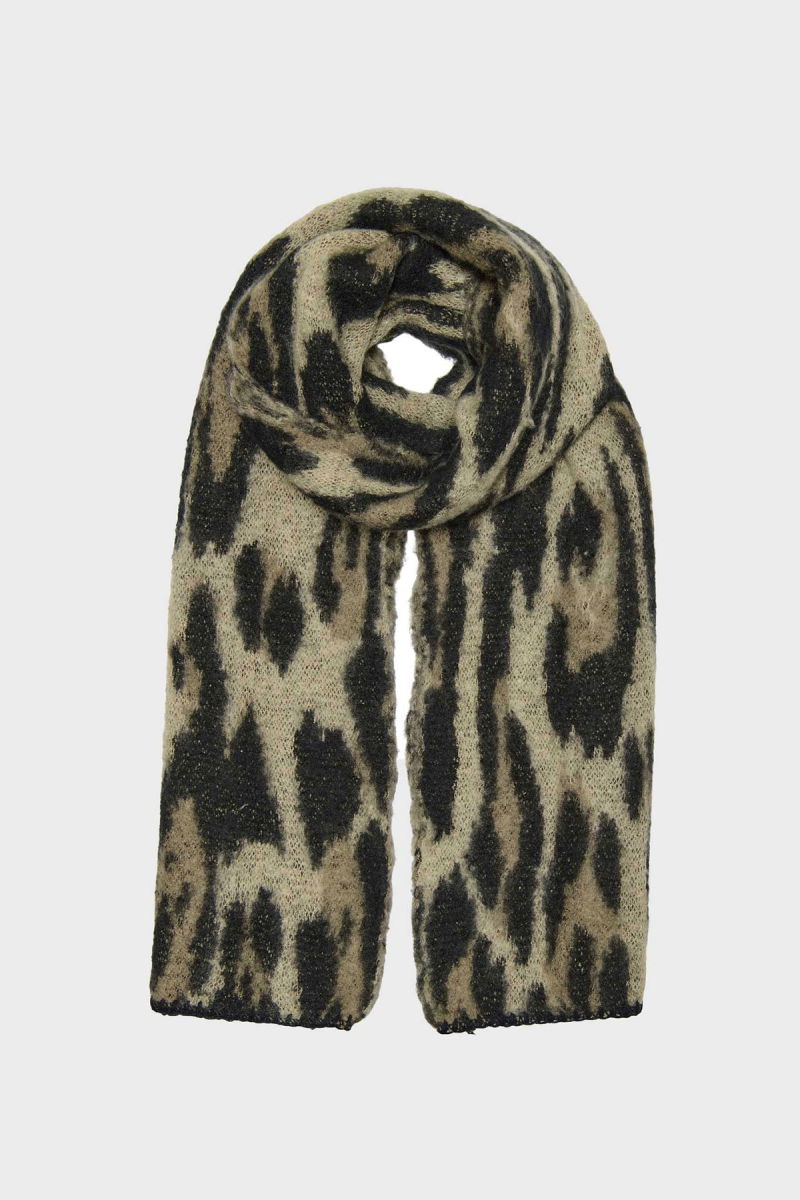 Only Kadın Desenli Yumuşak Dokulu Örme Atkı 15350197 Bej - Only