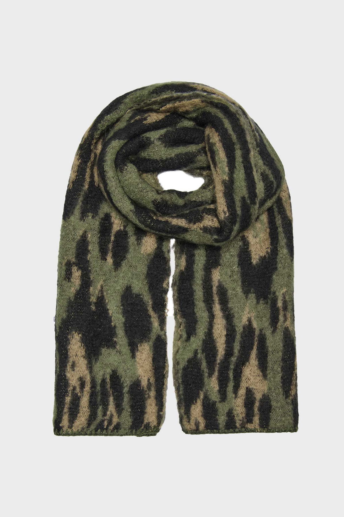 Only Kadın Desenli Yumuşak Dokulu Örme Atkı 15350197 Haki - 1