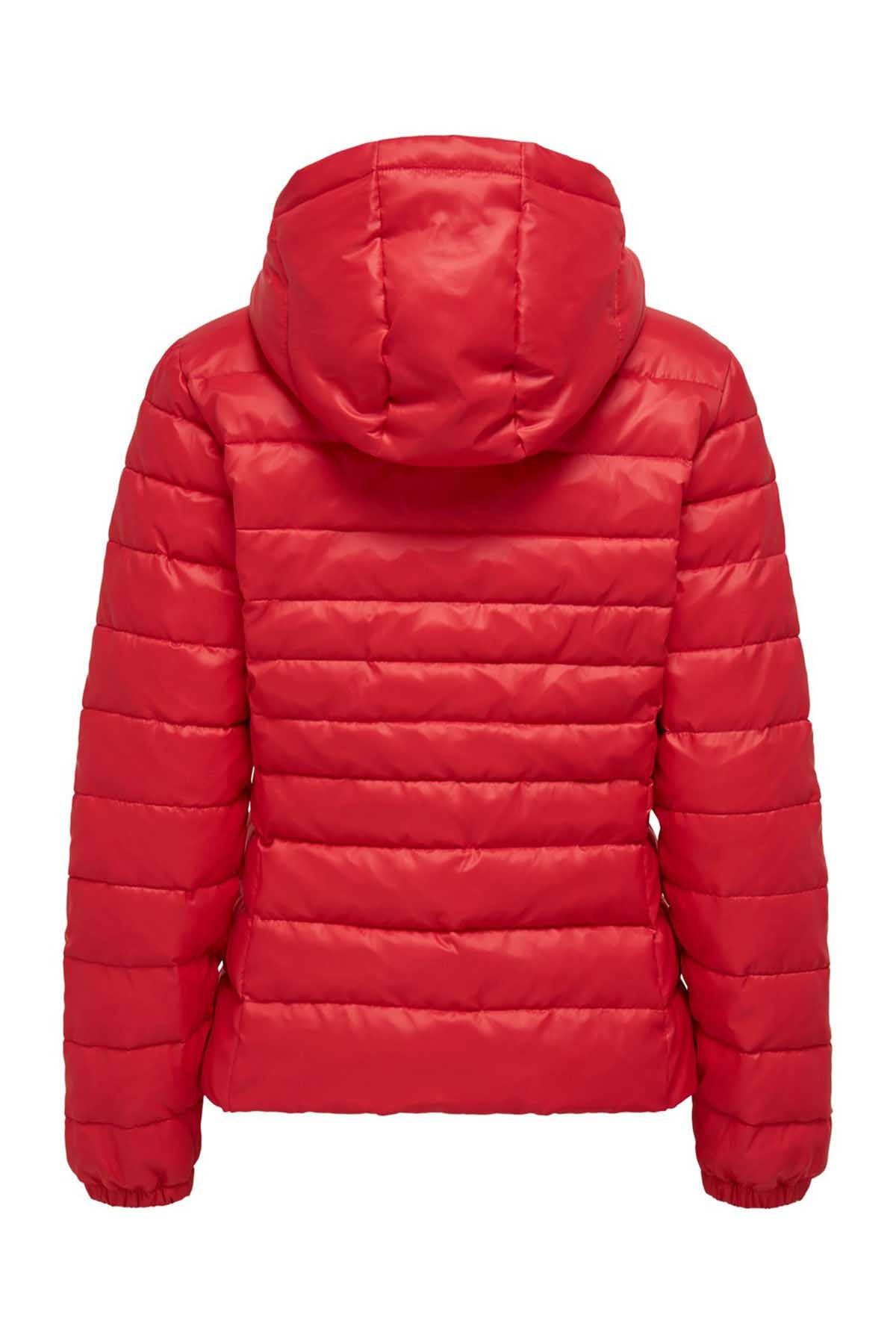 Only Kadın Kapüşonlu Kısa Kapitone Mont 65515156569 Kırmızı - 7