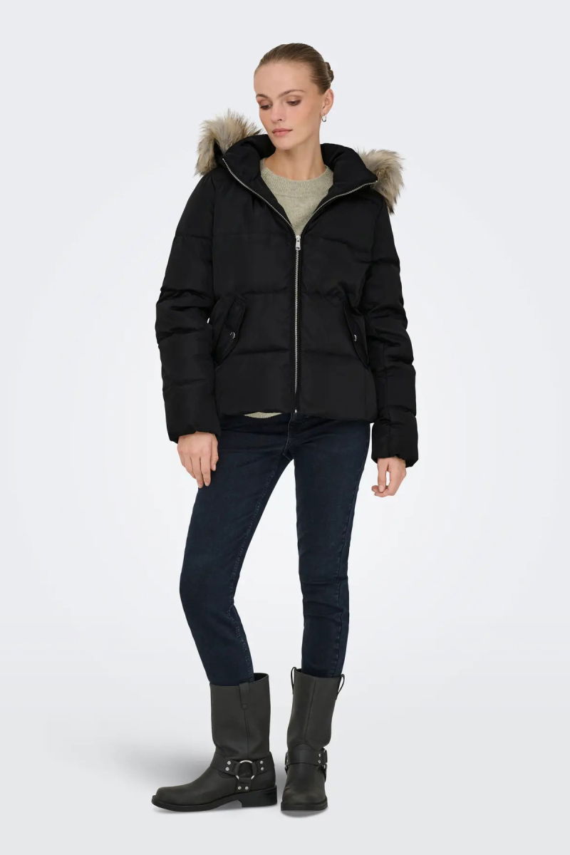 Only Kadın Kapüşonu Kürklü Mont 15349780 Siyah - 2