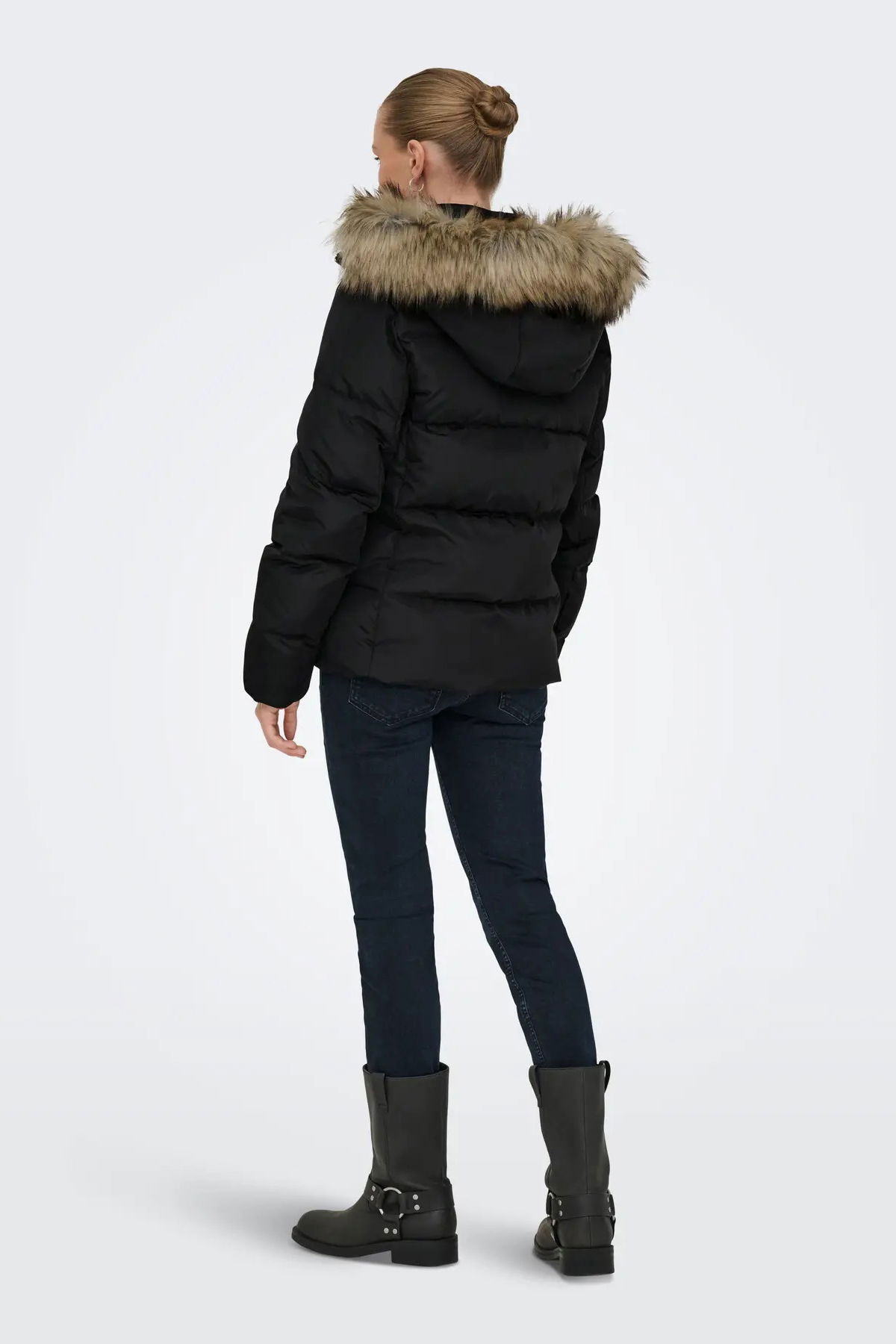 Only Kadın Kapüşonu Kürklü Mont 15349780 Siyah - 5