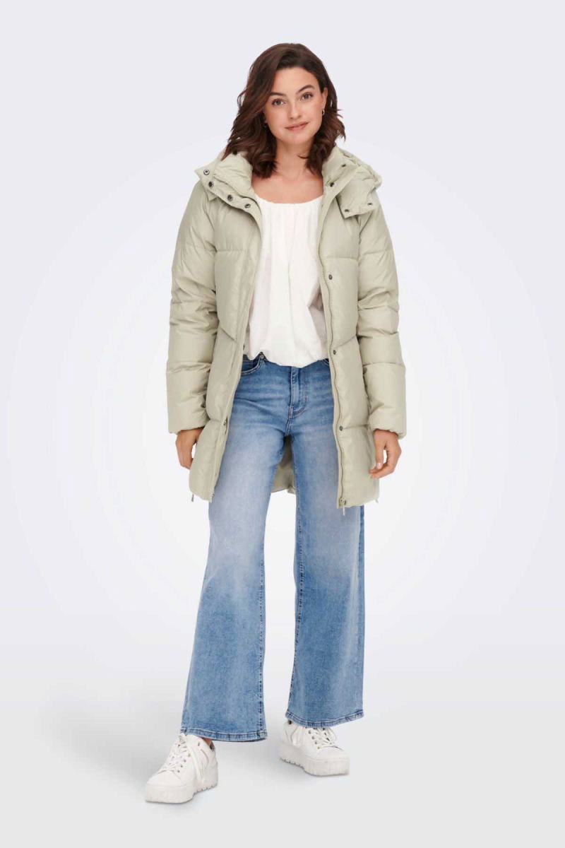 Only Kadın Kuş Tüyü Dolgulu Uzun Kaban 65515270623 Bej - Only