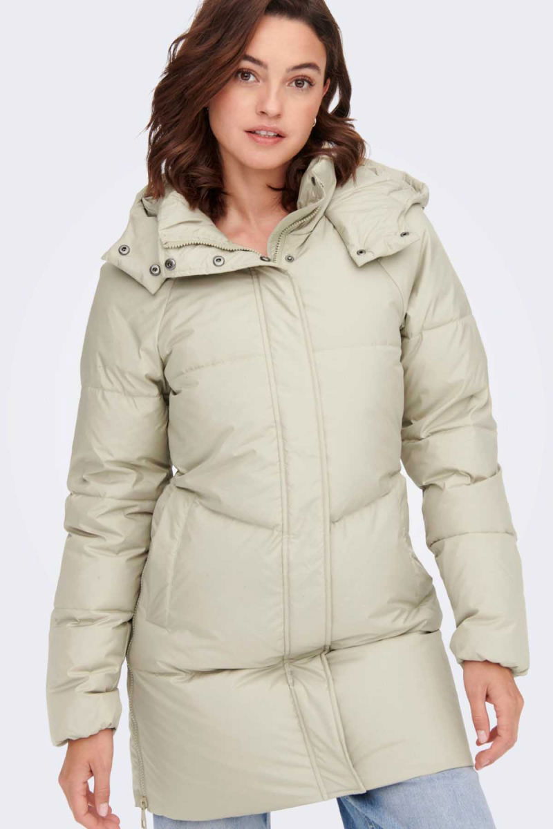 Only Kadın Kuş Tüyü Dolgulu Uzun Kaban 65515270623 Bej - 3