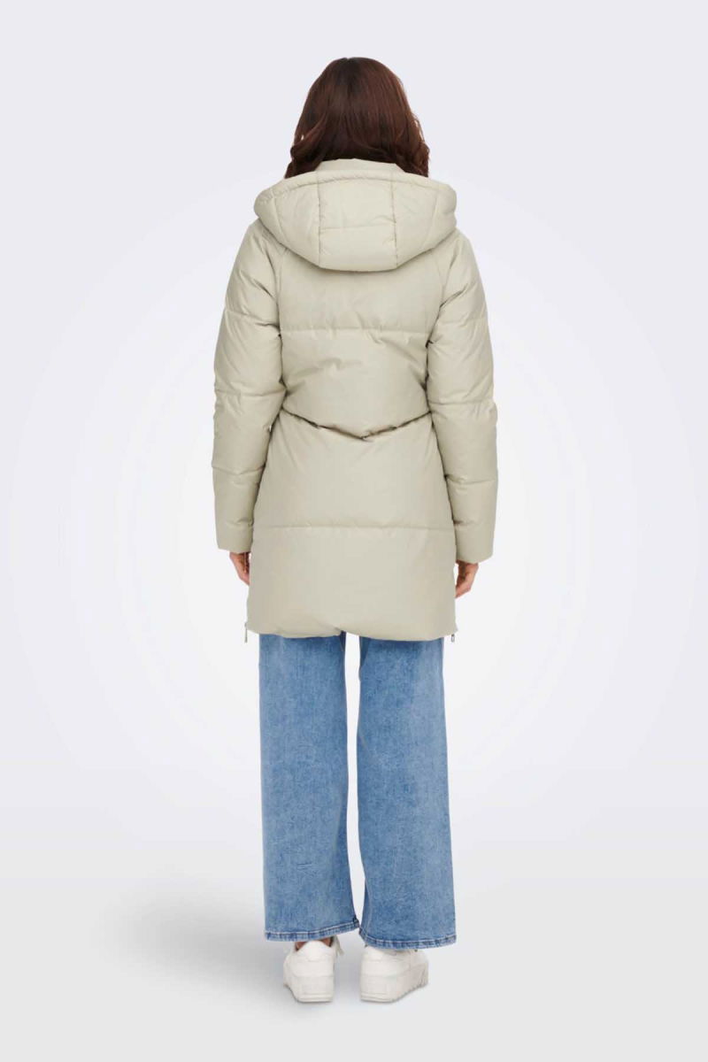 Only Kadın Kuş Tüyü Dolgulu Uzun Kaban 65515270623 Bej - 5