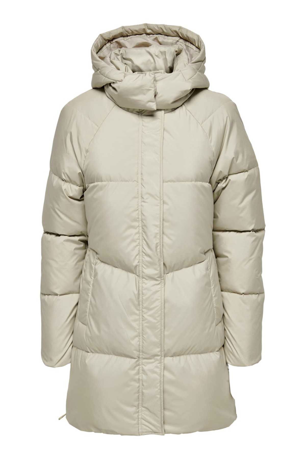Only Kadın Kuş Tüyü Dolgulu Uzun Kaban 65515270623 Bej - 6