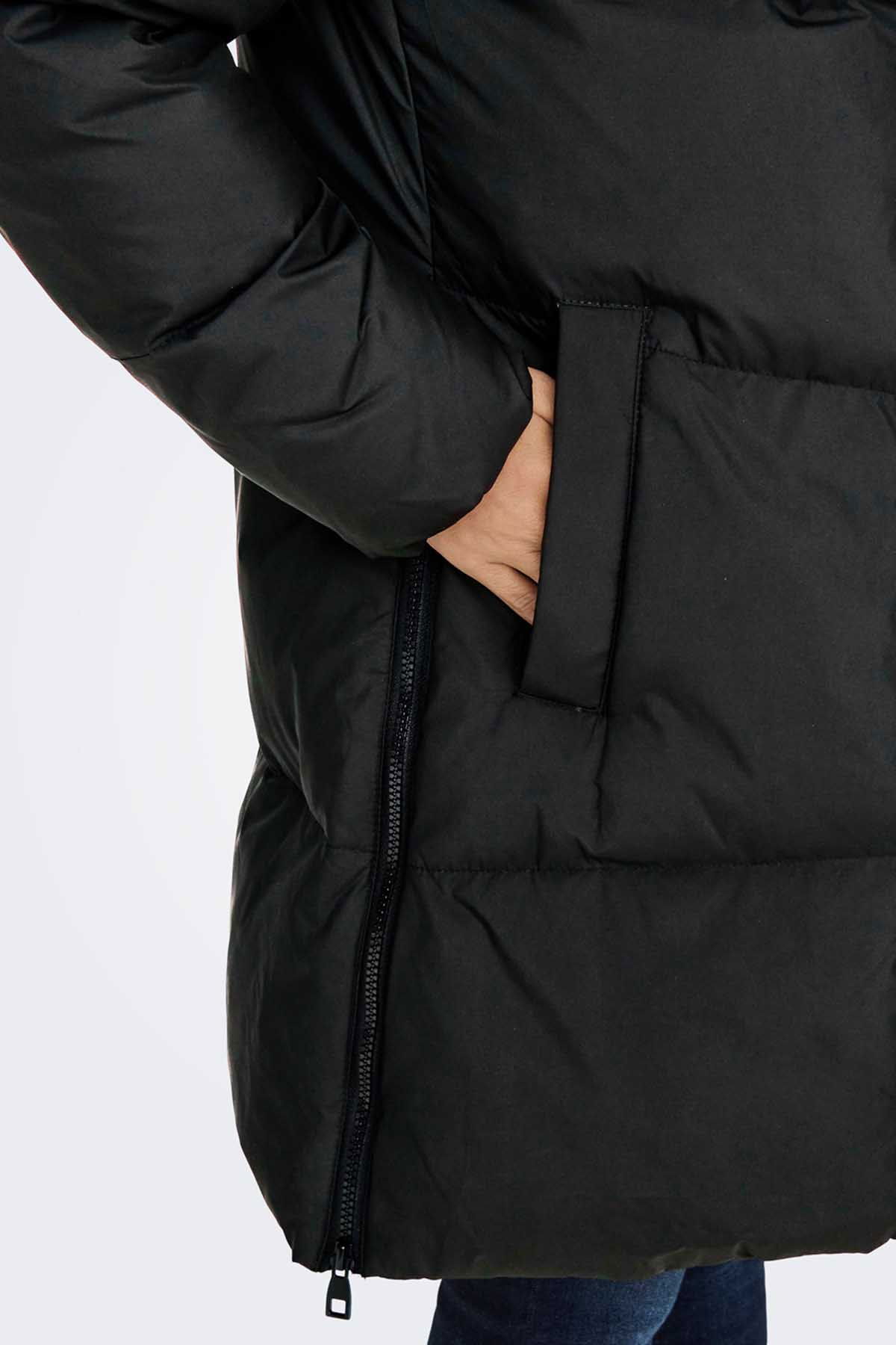 Only Kadın Kuş Tüyü Dolgulu Uzun Kaban 65515270623 Siyah - 4