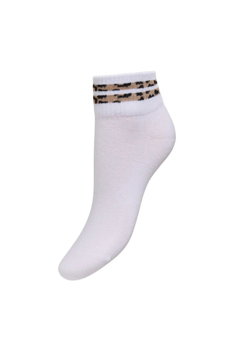 Only Kadın Onlallegra Pamuklu Bilek Boy Çorap 15371128 Beyaz-Leopar - Only