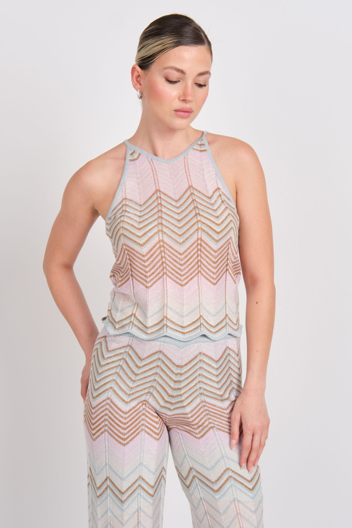 Only Kadın Onlalvıra Beli Lastikli Simli Örme Pantolon 15344393 Lila - 3