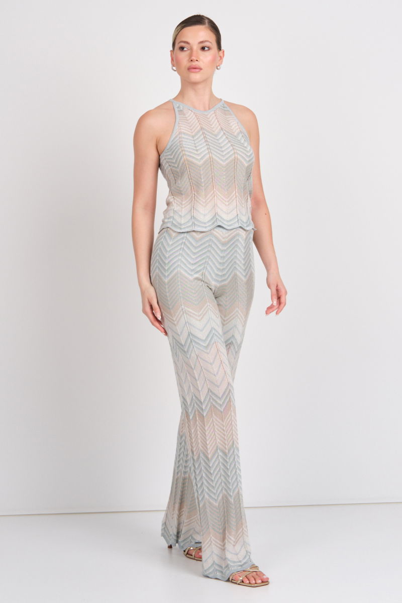 Only Kadın Onlalvıra Beli Lastikli Simli Örme Pantolon 15344393 Mavi 