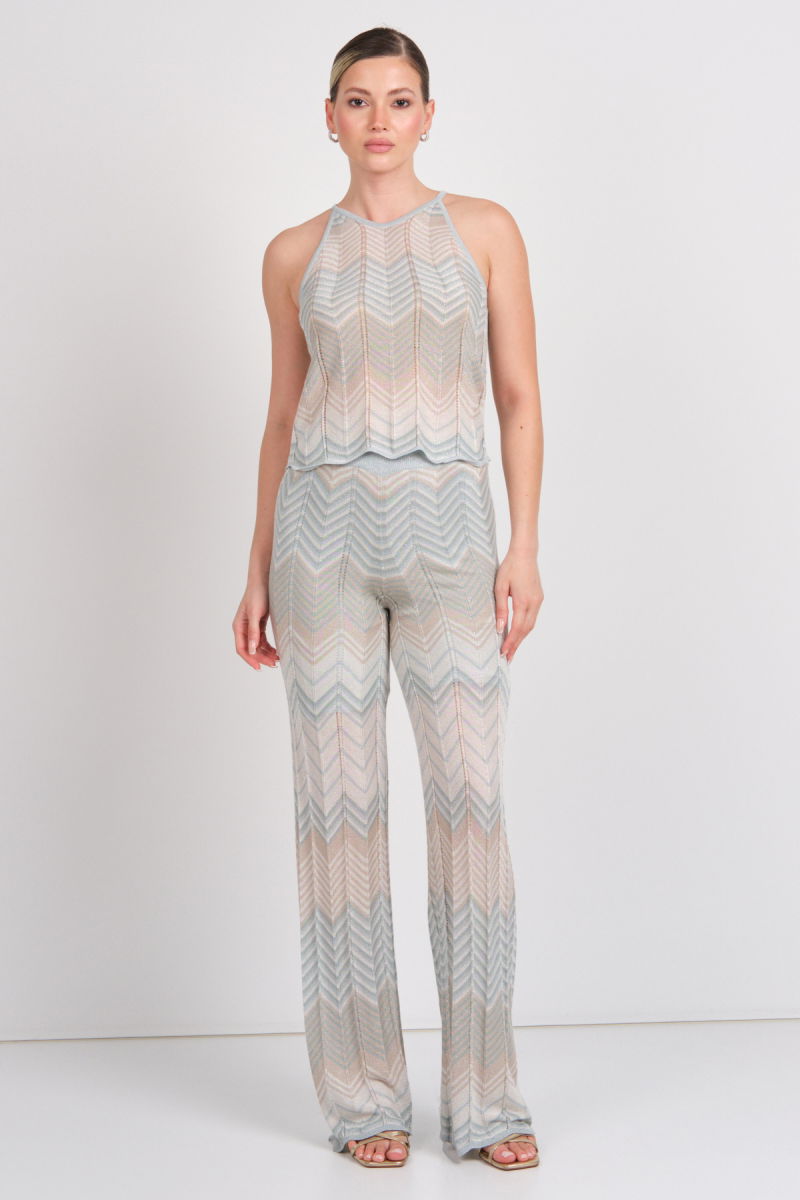 Only Kadın Onlalvıra Beli Lastikli Simli Örme Pantolon 15344393 Mavi - 2