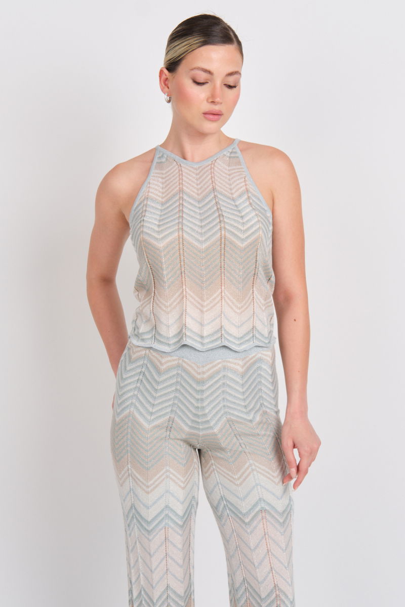 Only Kadın Onlalvıra Beli Lastikli Simli Örme Pantolon 15344393 Mavi - 3