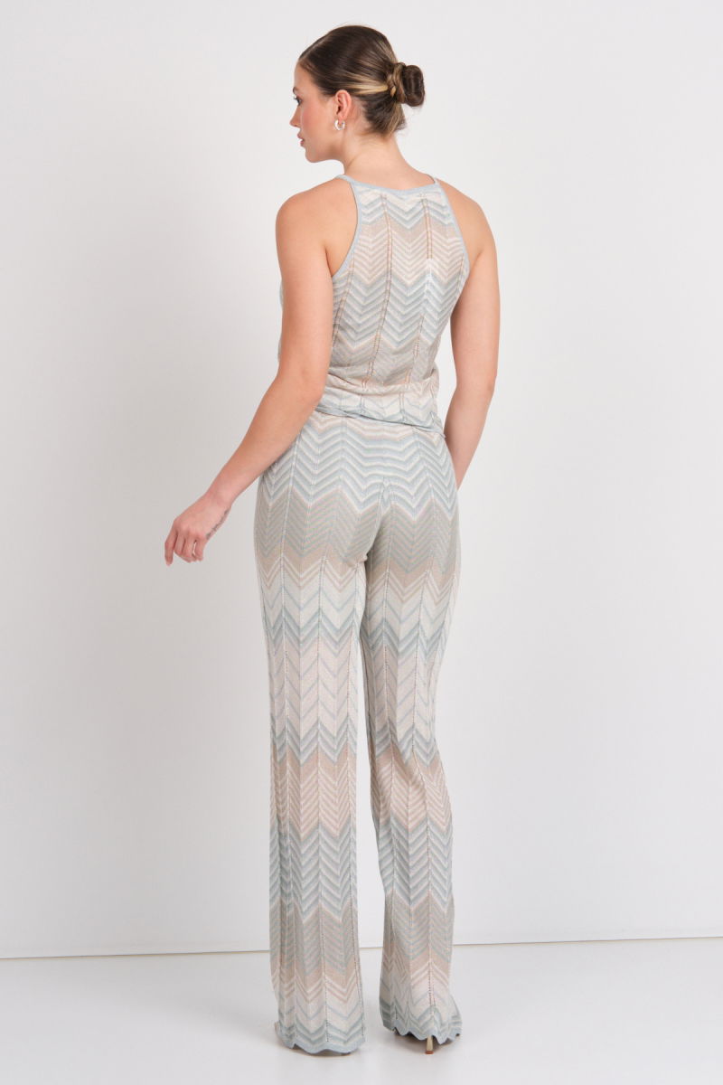 Only Kadın Onlalvıra Beli Lastikli Simli Örme Pantolon 15344393 Mavi - 4