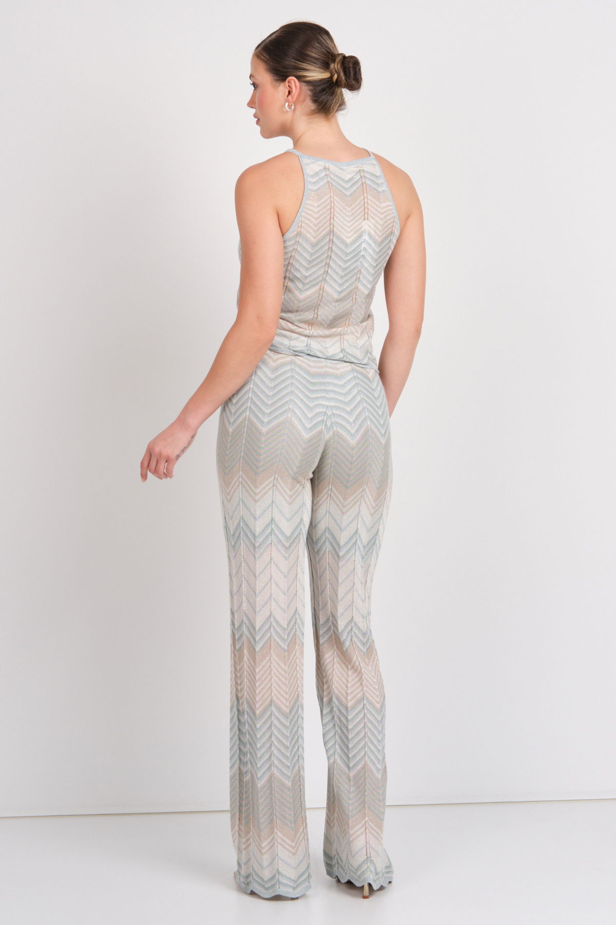 Only Kadın Onlalvıra Beli Lastikli Simli Örme Pantolon 15344393 Mavi - 4